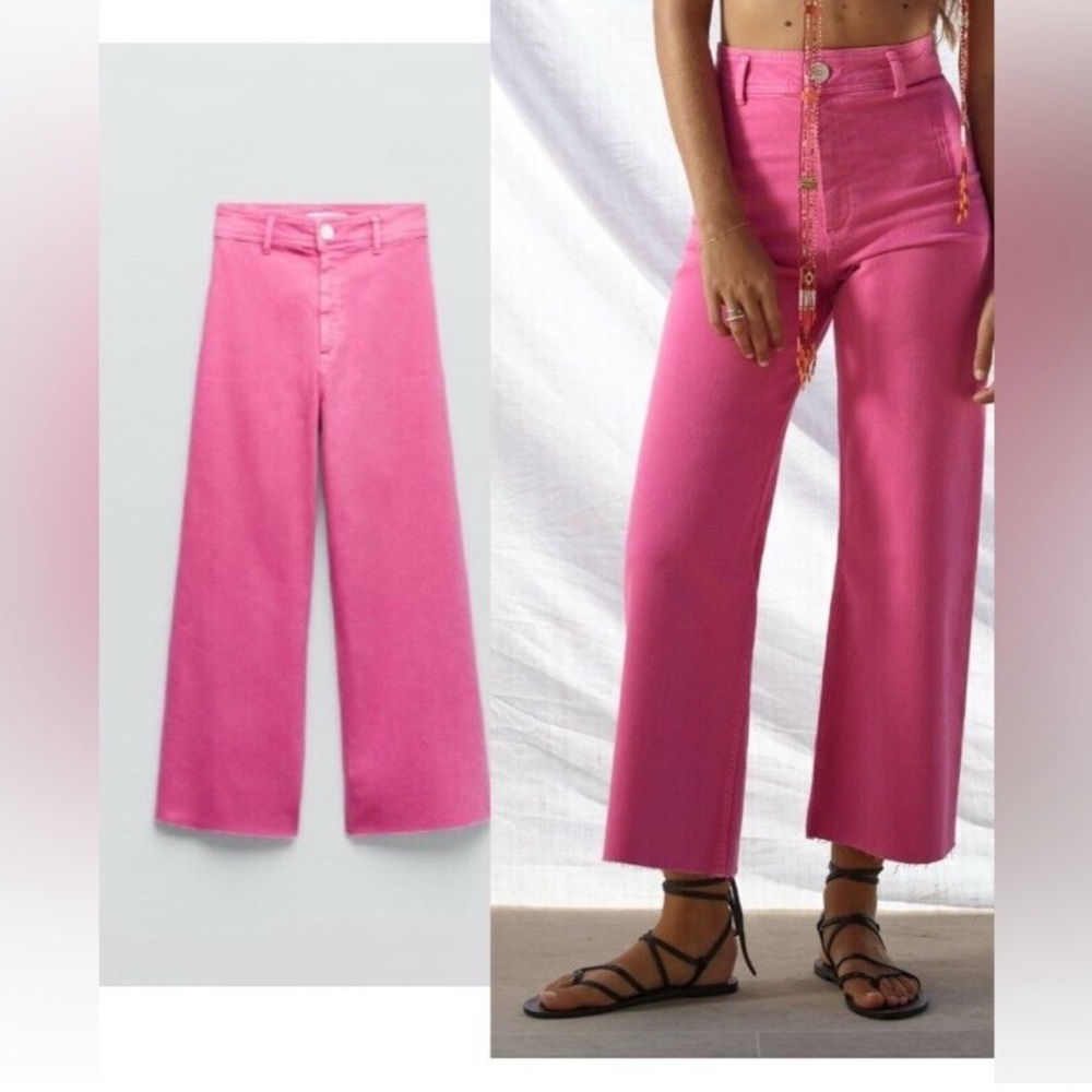 Zara Hot Pink Wide Leg Pants